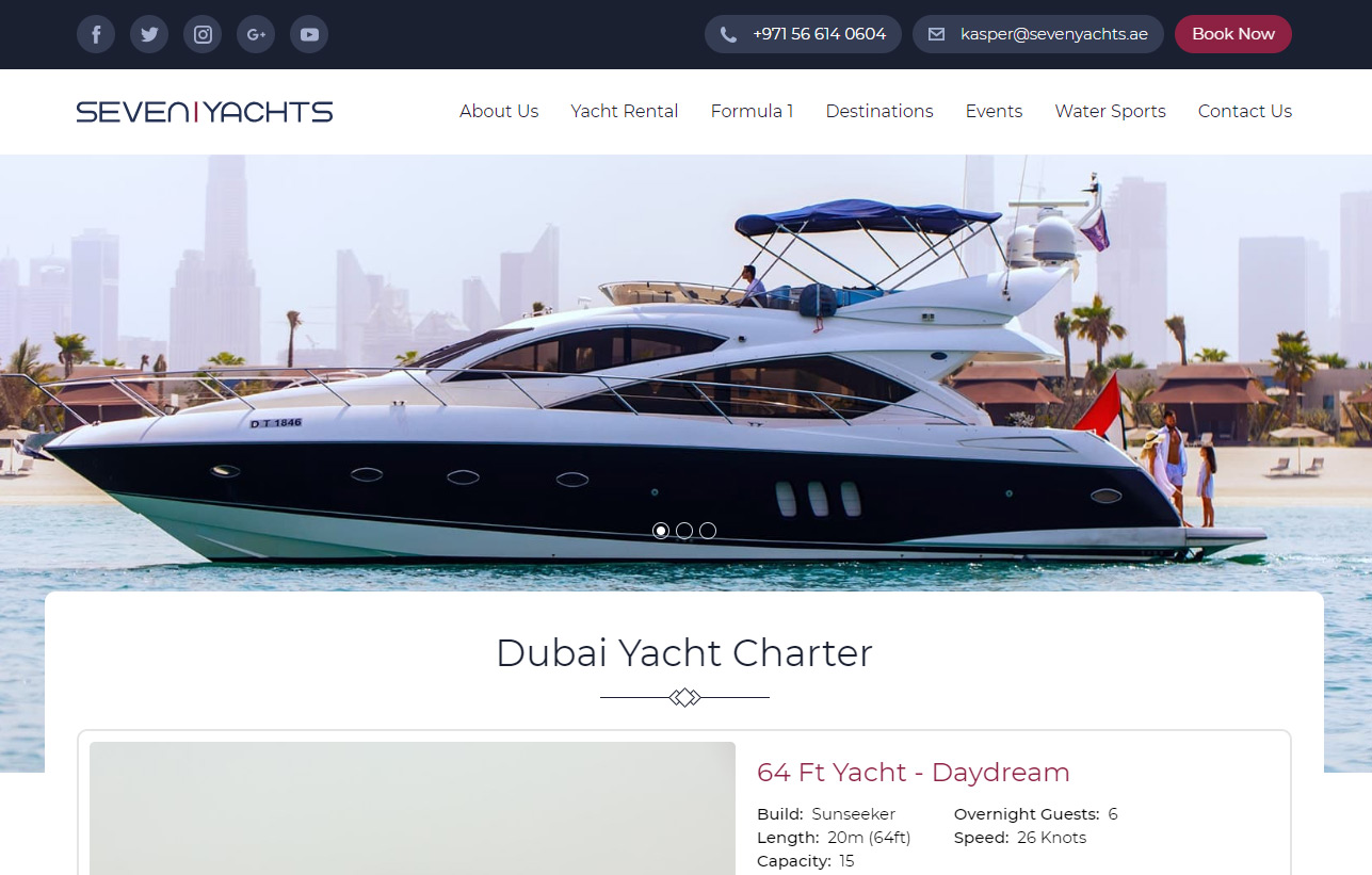 Web Design Portfolio - Seven Yachts